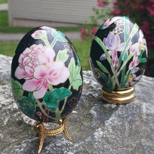 Franklin Mint Vintage Cloisonne Egg Duo